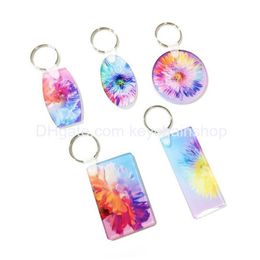 Key Rings 2022 Party Favor Acrylic Sublimation Blank Keychain Diy Transparent Crystal Plate Keychains Delivery Drop Jewelry Dhcgp