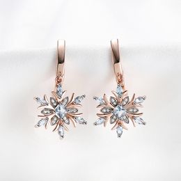 Ear Cuff 925 Sterling Silver Gem Earrings Snowflake Blue Topaz Women's Cute Exquisite Jewellery Engagement Anniversary Gift 230724