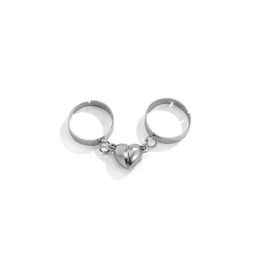 Couple Rings Fashion Simple Heart Shape Magnetic Personality Vintage For Women Men Promise Lover Jewellery Gift Drop Delivery Ring Dhzkj