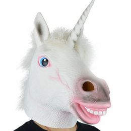 Horse Head Mask Novelty Latex Animal Headgear Halloween Fancy Dress Party Costumes Props Weird Dress Up