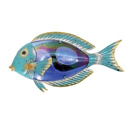 Garden Decorations Home Decor Fish Meltal Wall Artwork for Garden Decoration Animales Sculpture Statues of Fence Patio Yard 230721