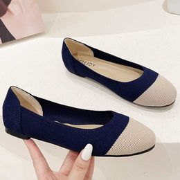 Dress Shoes 2022 Women Flats Single Shoes Spring Loafers Femme 3D Fly Weave Ballets Soft Bottomed Roll-Up Moccasins Ladies Office Dress Shoe L230724