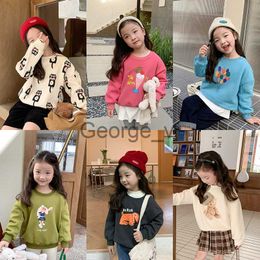 Hoodies Sweatshirts Printed Korean Style Children Cartoon Thicken Warm Hoodies Pullovers Boys And Girls Fleece Inner Thick Sweatshirts Tops J230724