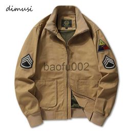 Men's Jackets DIMUSI New Men's Bomber Jacket Casual Male Outwear Windbreaker Coats Fashion Stand Collar Retro Military Jackets mens Clothing J230724