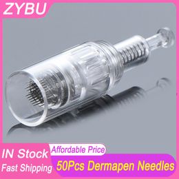 Dermapen Needle Cartridges Electric Derma Pen Screw Cartridges 12 24 36 42 Pin Tattoo Needle Dermapen Micro Skin Needling MTS Tip 50 Pcs