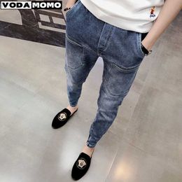 Men's Jeans 2023 New Men's Stretch Ankle Length Jeans Fashion Casual Cotton Slim Fit Denim Pants Korean Trousers Male Brand Cloth L230724