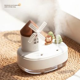 1pc Mini Windmill Humidifier With Night Light And Music Cute Humidifier For Bedroom Cool Mist Humidifiers Desk Humidifier Music Box For Room Office Table
