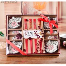 Chinese Style 12-piece Ceramic Spice Tray Bowl Chopsticks Tableware Creative and Practical Kitchenware Tableware Set Gift Box L230704