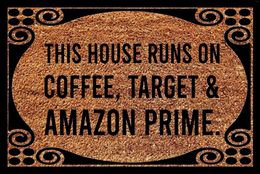 Carpets Funny Front DoorMat This House Runs On Coffee Wine Door Mat Rubber Non Slip Backing For Outdoor/Indoor Uses Home Dec