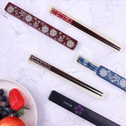 Chopsticks Japanese Travel Camping High Quality Wooden Set With Case Reusable Sushi Sticks For Kitchen Tableware