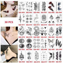 Temporary Tattoos 30pcs/set Temporary Tattoos Stickers Feather Rose Totem Sexy Fake Tattoo for Woman Hands Body Shoulder Faux Tatouage Pour Femme x0724