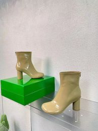 Женские дизайнерские ботинки, сапоги с застежкой на молнии, модная эластичная патентная кожа высокие каблуки, осенняя и зимняя женская обувь, «Челси», «Поездка на мотоцикле» 35-41