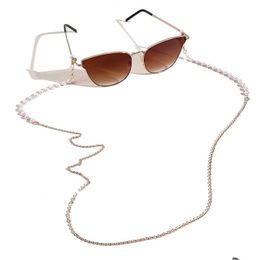 Eyeglasses Chains Women Fashion Metal Glasses Lanyard Girl Pearl Mask Strap Trendy Acrylic Non-Slip Chain Sunglasses Cord Drop Deliv Dhasb