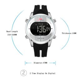 cwp 2021 KT Mens Sports Digital LED Watches with Silicone Strap Male Wristwatch Waterproof Luminous 2 Time Watch Relogio Masculino277S