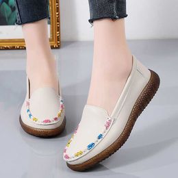 Dress Shoes Bean shoes Women's spring and autumn leather wedge heel thick sole work shoes tendon sole soft sole soft surface pregnant m L230724