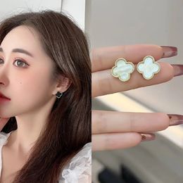 Van Clover earrings Vintage 4/Four Leaf Clover pearl bridal earring Luxury Designer baroque earrings for woman with gift box