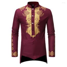 Ethnic Clothing Men African Clothes 2023 Slim Fit Long Sleeve Longline Dress Shirt Streetwear Casual Camisas 3XL