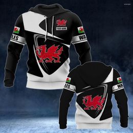 Men's Hoodies Wales Flag And Emblem Pattern For Male Loose Fashion Sweatshirts Boy Casual Clothing Oversized Streetwear