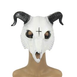 Sheep Skull Horn Head Mask Demon Full Face Mask Unisex Halloween Masquerade Carnival Party Props Cosplay Animal Skeleton Mask