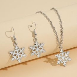 Necklace Earrings Set European And American Winter Simple Hollow Christmas Elements Snowflake Wholesale