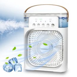 1pc Usb Air Conditioner Humidifier, Portable 7 Colours Light 600ml 5 Spray H2o Spray Mist, 3 Speed Air Cooling Fan Humidifier,Summer Essential