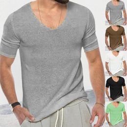 Men's Sweaters Spring And Summer Knitting Shirt European American V-neck Short Sleeve Slim Fit Top Muscle Sweater