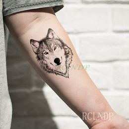 Waterproof Temporary Tattoo Sticker Wolf Wolves Head Animal Neck Wrist Foot Hand Flash Tatoo Fake Tattoos for Men Women Kids