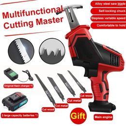 Party Favor Cordless Electric Saw Multifunctional Lithium Reciprocating Adjustable Speed Chainsaw Wood Metal Cutting