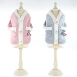 Dog Apparel Pet Clothes Autumn/winter VIP Sanding Sweater Student Skirt Brushed Pocket Design Dress