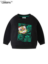 LJMOFA Kids Hoodie Creative Design Children Clothes Autumn Chinese Lion Dance Baby Sweater Cool Casual Boy Streetwear Tops D177 L230625