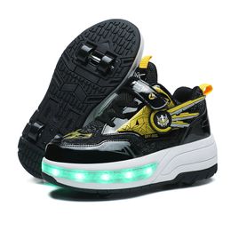 Roller Skate Shoes 4 Wheels Sneakers Children Boys 2023 Gift Girls Fashion Sports Casual Led Flashing Light Kids Toys Boots