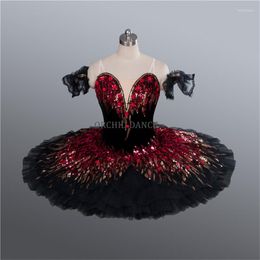 Stage Wear Professional High Quality Classical Design Custom Size Kids Girls Adult Women Performance Red Black Ballet Tutu
