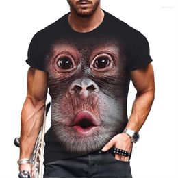 Men's T Shirts Fashion Monkey 3D Print Tops Short Sleeve Casual Summer Shirt Male Funny Clothes O Neck Loose Oversized