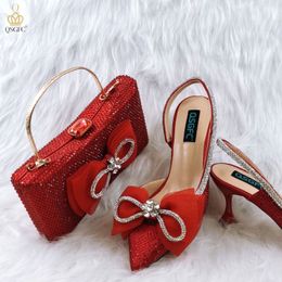 Shoes the Dress Latest INS Style Angle Shallow Mouth Temperature High Heels Red Women s and Bags Bag