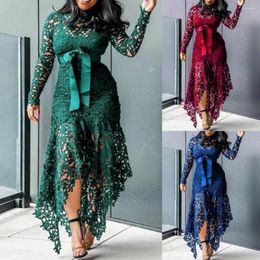 Casual Dresses Dress Women Sexy Long Vintage Party Black Lace Plus Big Size Large M-XXXL 4XL Mesh Hollow Blue African Maxi