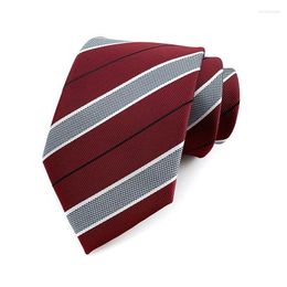 Bow Ties 8cm Mens Neck Tie Red Gray Striped Patterned Fashion Man Necktie Silk Ascot Cravat For Gentleman Wedding Party YUY11
