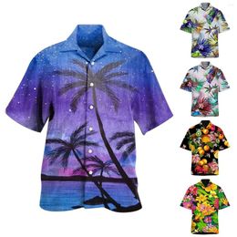 Men's Casual Shirts 50s Mens Shirt Summer Vacation Tourism Beach Fashion Trend Leisure 3d Digital Printing Short Sleeve Sweater Dress Men