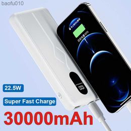 30000mAh Power Bank Portable Quick Charger HD Digital Display External Auxiliary Battery Charge for iPhone Huawei Xiaomi Travel L230619