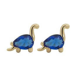 Stud Ins Creative Inlaid Zircon Dinosaur Earrings Simple Cute Real Gold-Plated Colour Earring For Women Girls Fashion Jewellery Gift Dr Dhw8T