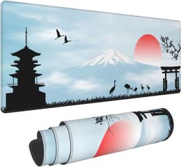 Cherry Blossom Black Large Mouse Pad Mouse Pad Extended Mouse Mat Desk Pad Thick Long Non-Slip Rubber Base 31.5x11.8x0.12 Inch