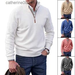 Men's Sweaters Men's Cashmere Zipper Basic Sweater Winter Men's Fleece Thicker Sweater Half Zipper Turtleneck Warm Pullover Quality Male Slim T230724