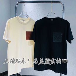 Men's T-Shirts Edition Edition Original 23ss Luo Yiwei loose fitting short sleeved embroidered leather round neck T-shirt for couples