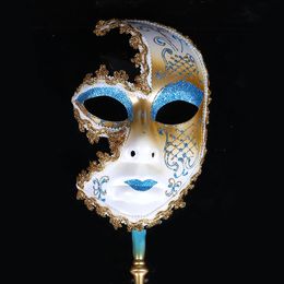 Women Men Unisex Venetian Cosplay Masks Carnival Mardi Gras Masquerade Mask on A Stick Halloween Christmas Party Fancy Dress