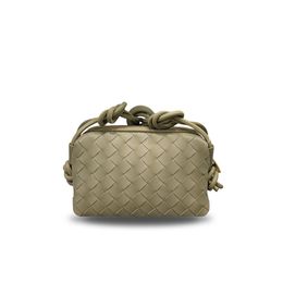 Designer's Street Style Choice: Square Woven Cloud Bag - Genuine Leather, Korean Style, Fashionable Hand Carry, Shoulder or Crossbody Bag for Women, Pillow Shape grey