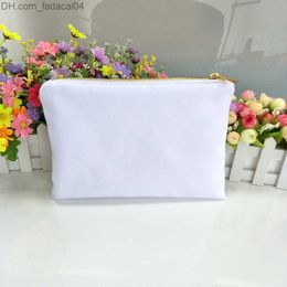 Cosmetic Bags Cases 12oz white poly canvas makeup bag for sublimation print with lining whitegold zip blank cosmetic pouch heat transfer Z230725