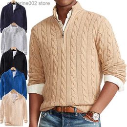 Мужские свитеры бренд высокий качество 100% хлопковые свитера мужские осенние кабельные вязаные свитер с пуловками на молнии на молнии на молнии Zipper Pull Homme 8509 T230724