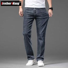 Men's Jeans Spring Summer Men's Thin Blue Grey Jeans Elastic Waist Fashion Casual Denim Pants Male Brand Trousers Plus Size 42 44 46 L230724