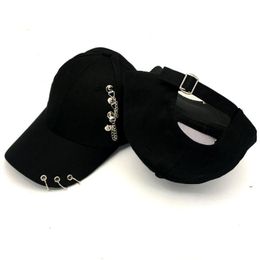 Ball Caps Creative Street Piercing Ring Baseball Cap Punk Hip Hop Cotton Adt Casual Solid Adjustable Uni Snapback Drop Delivery Fashio Dhxav