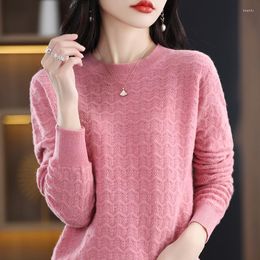 Women's Sweaters Merino Wool Sweater Round Neck Knit Bottom Casual Loose Pullover Top Spring And Autumn Korean Fashion
