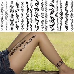 Tribal Scorpion Temporary Tattoos For Women Men Black Dragon Butterfly Henna Tattoo Sticker Fake Thorns Transfer Tatoos Ankle